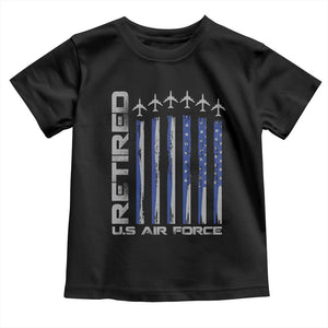 Retired US Air Force Toddler T Shirt Vintage USAF Veteran USA Flag TS10 Black Print Your Wear