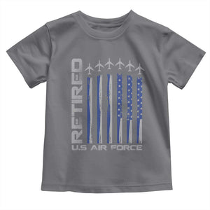 Retired US Air Force Toddler T Shirt Vintage USAF Veteran USA Flag TS10 Charcoal Print Your Wear