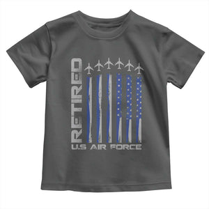 Retired US Air Force Toddler T Shirt Vintage USAF Veteran USA Flag TS10 Dark Heather Print Your Wear