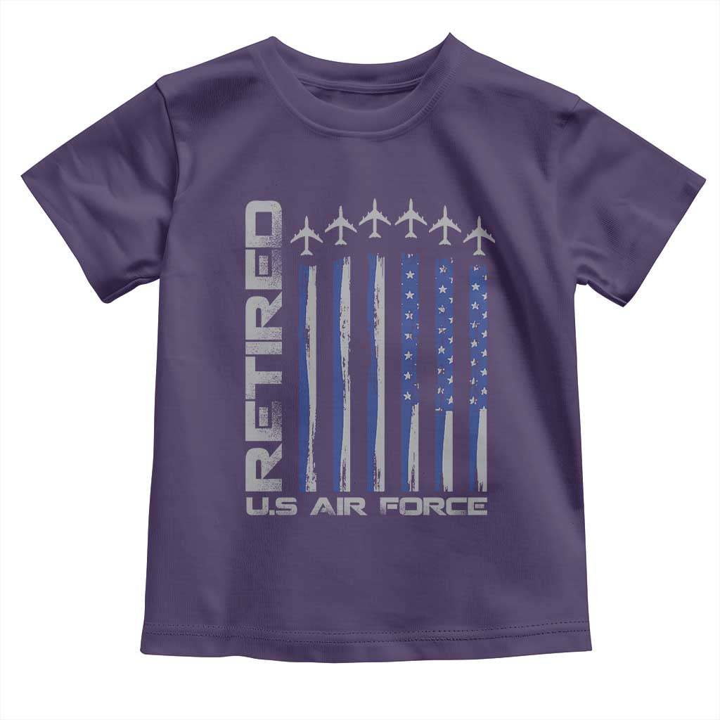 Retired US Air Force Toddler T Shirt Vintage USAF Veteran USA Flag TS10 Purple Print Your Wear