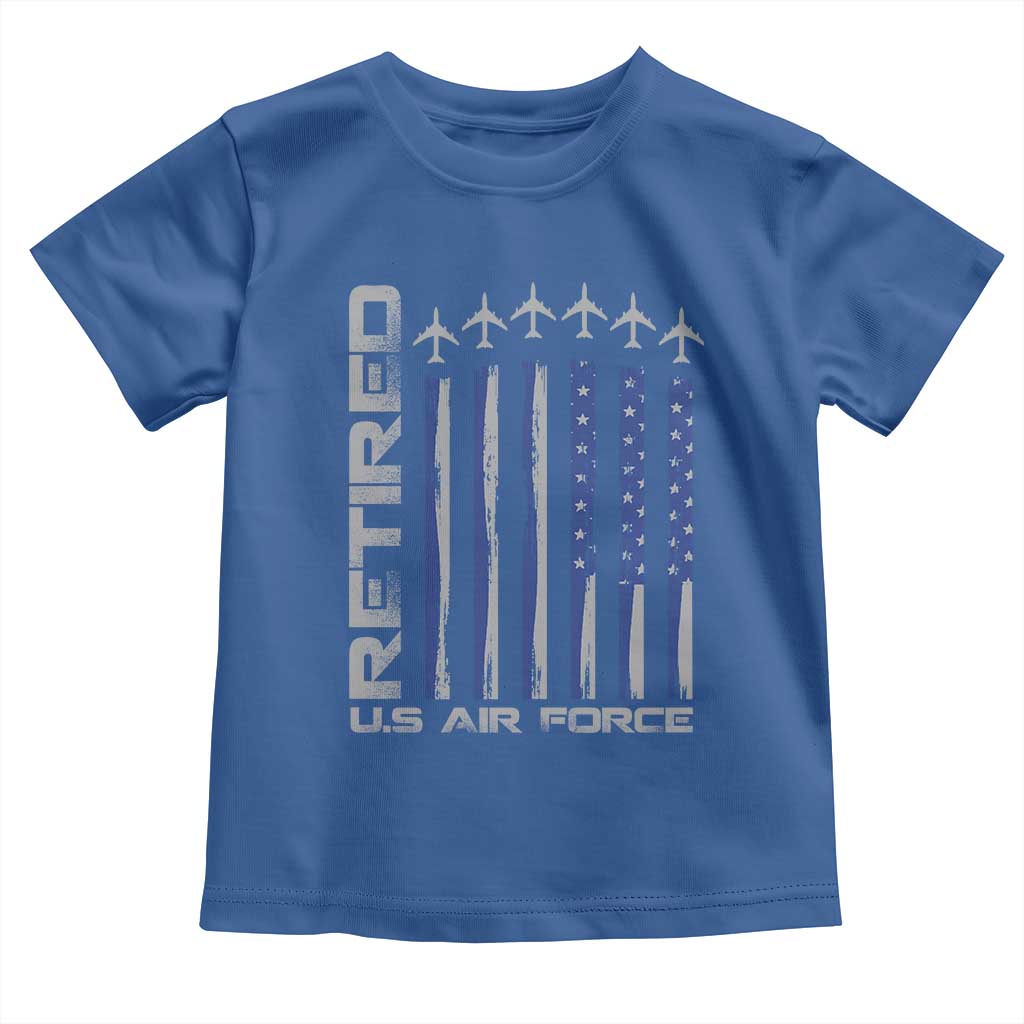 Retired US Air Force Toddler T Shirt Vintage USAF Veteran USA Flag TS10 Royal Blue Print Your Wear