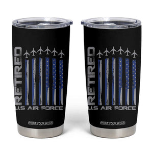 Retired US Air Force Tumbler Cup Vintage USAF Veteran USA Flag TS10 Black Print Your Wear