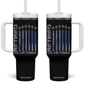 Retired US Air Force Tumbler With Handle Vintage USAF Veteran USA Flag TS10 One Size: 40 oz Black Print Your Wear