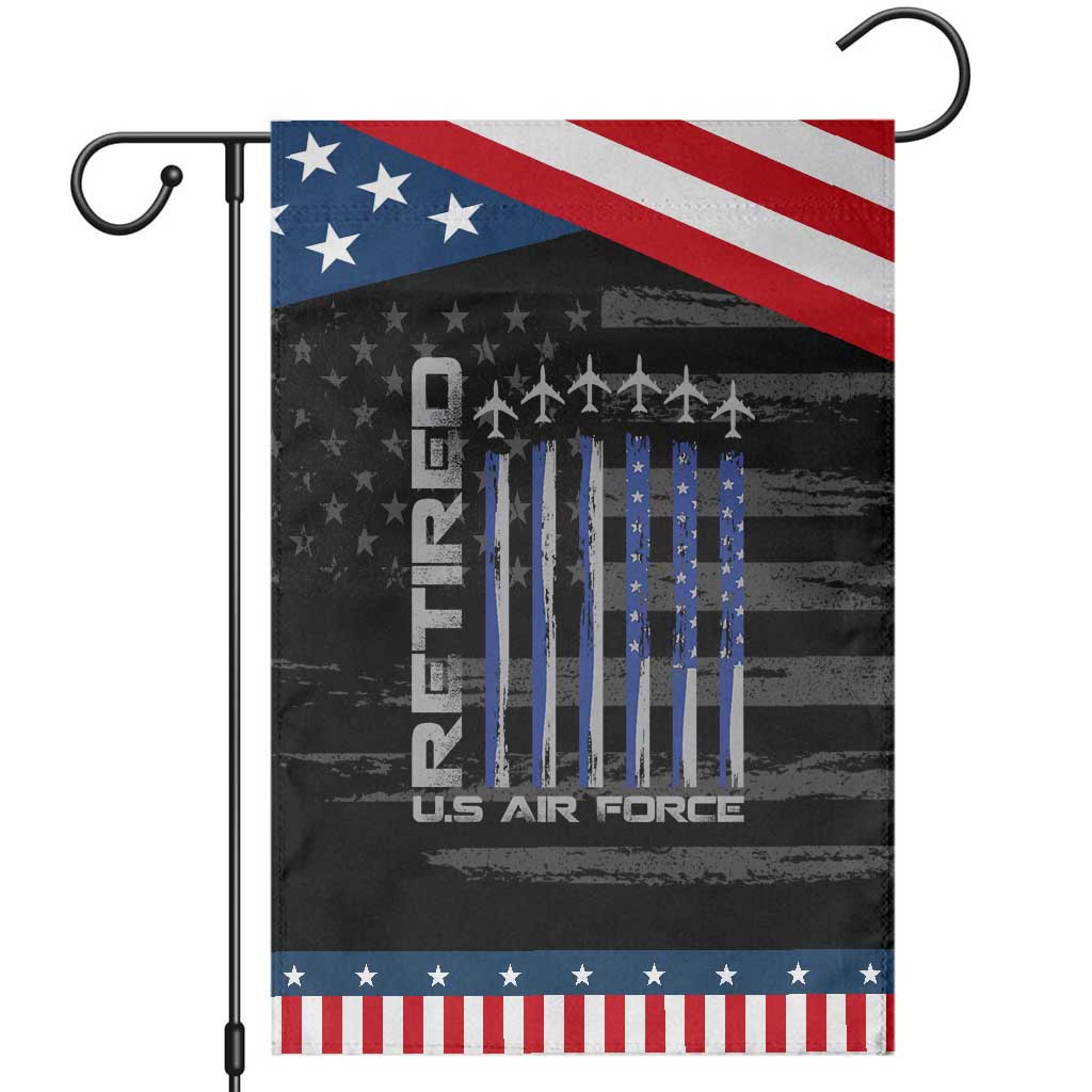 Retired US Air Force Garden Flag Vintage USAF Veteran USA Flag TS10 Distressed Black Blue Print Your Wear