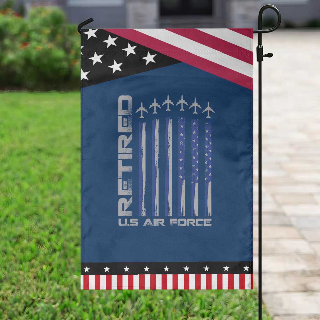 Retired US Air Force Garden Flag Vintage USAF Veteran USA Flag TS10 Classic Blue Black Print Your Wear