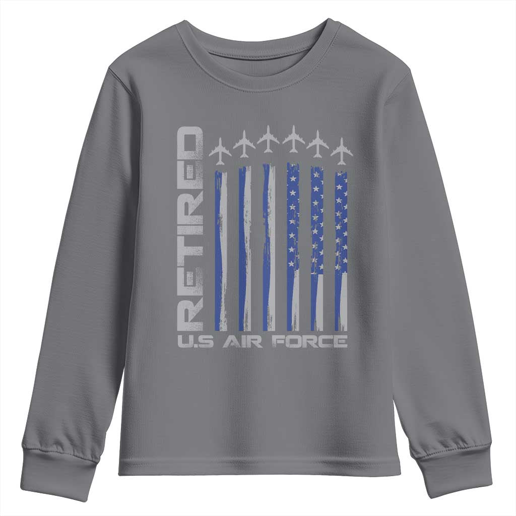 Retired US Air Force Youth Sweatshirt Vintage USAF Veteran USA Flag TS10 Charcoal Print Your Wear