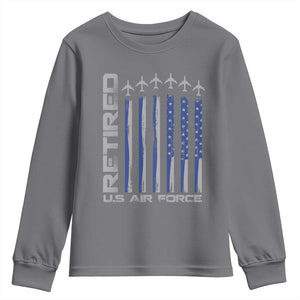 Retired US Air Force Youth Sweatshirt Vintage USAF Veteran USA Flag TS10 Charcoal Print Your Wear
