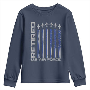 Retired US Air Force Youth Sweatshirt Vintage USAF Veteran USA Flag TS10 Navy Print Your Wear