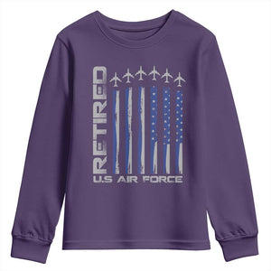 Retired US Air Force Youth Sweatshirt Vintage USAF Veteran USA Flag TS10 Purple Print Your Wear