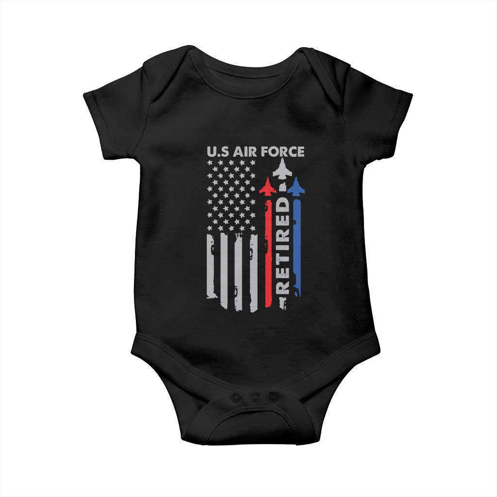 Veteran US Air Force Baby Onesie Vintage USA Flag Veterans TS10 Black Print Your Wear