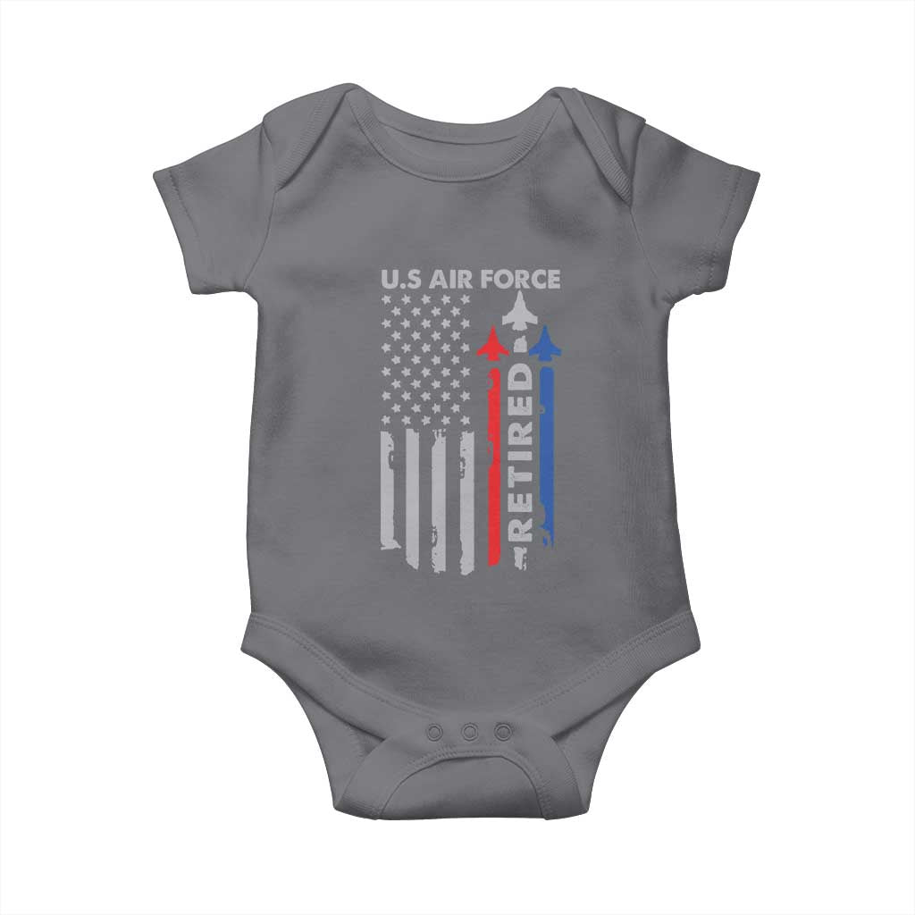 Veteran US Air Force Baby Onesie Vintage USA Flag Veterans TS10 Charcoal Print Your Wear