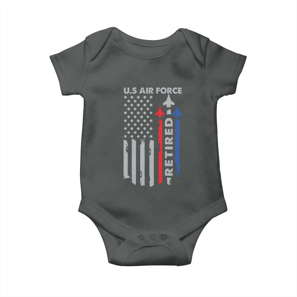 Veteran US Air Force Baby Onesie Vintage USA Flag Veterans TS10 Dark Heather Print Your Wear