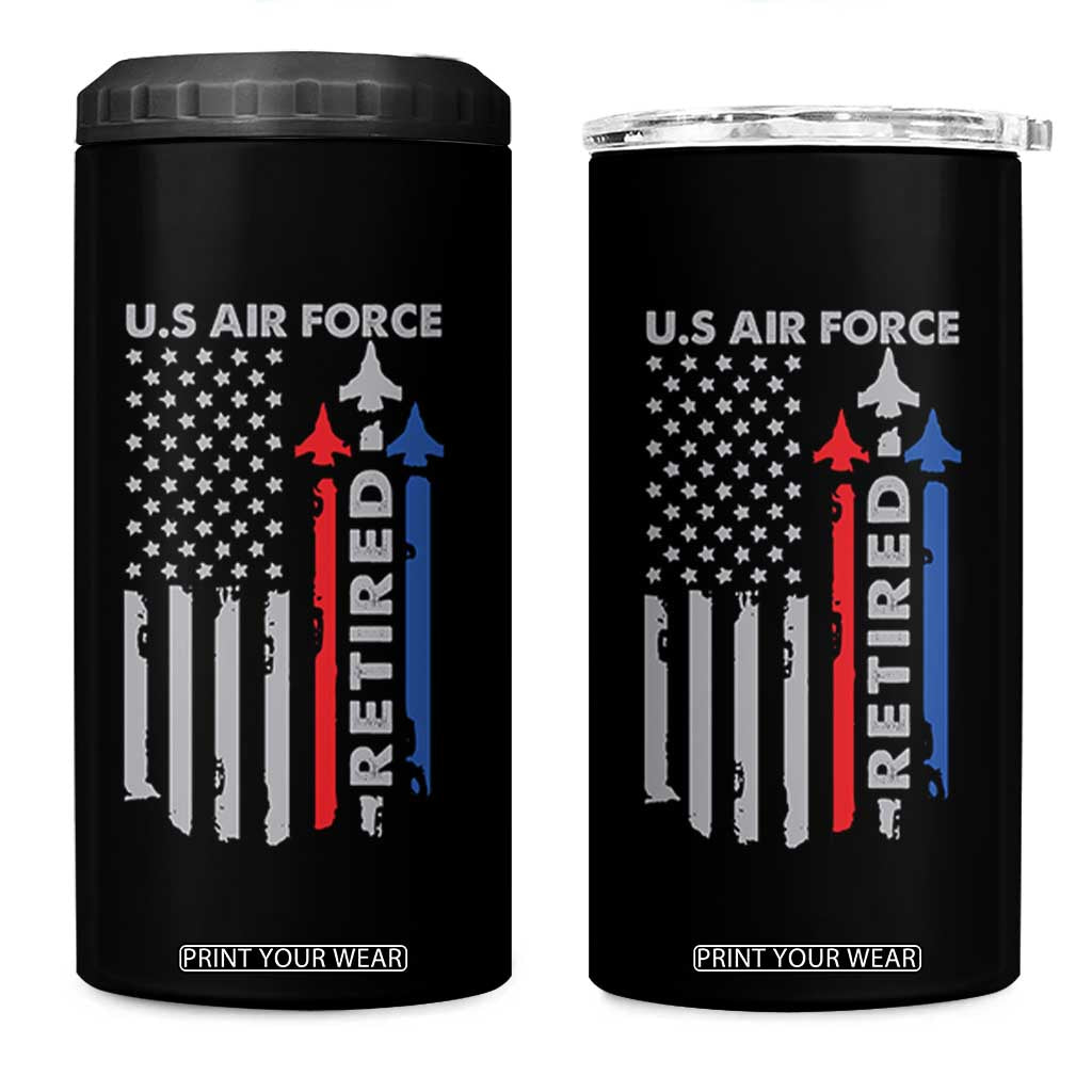 Veteran US Air Force 4 in 1 Can Cooler Tumbler Vintage USA Flag Veterans TS10 One Size: 16 oz Black Print Your Wear