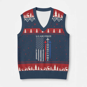Veteran US Air Force V-Neck Knit Sweater Vest Vintage USA Flag Veterans TS10 Navy Red Print Your Wear