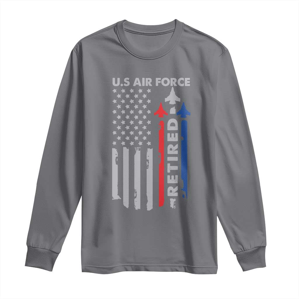 Veteran US Air Force Long Sleeve Shirt Vintage USA Flag Veterans TS10 Charcoal Print Your Wear