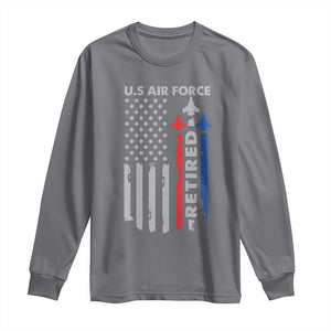 Veteran US Air Force Long Sleeve Shirt Vintage USA Flag Veterans TS10 Charcoal Print Your Wear