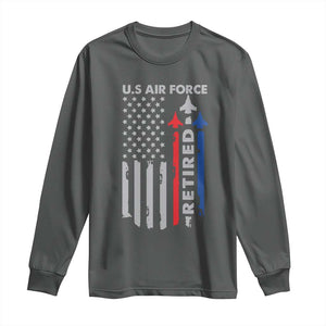 Veteran US Air Force Long Sleeve Shirt Vintage USA Flag Veterans TS10 Dark Heather Print Your Wear