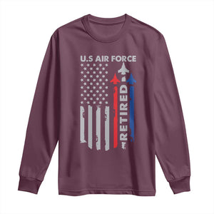 Veteran US Air Force Long Sleeve Shirt Vintage USA Flag Veterans TS10 Maroon Print Your Wear
