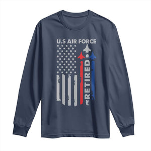 Veteran US Air Force Long Sleeve Shirt Vintage USA Flag Veterans TS10 Navy Print Your Wear
