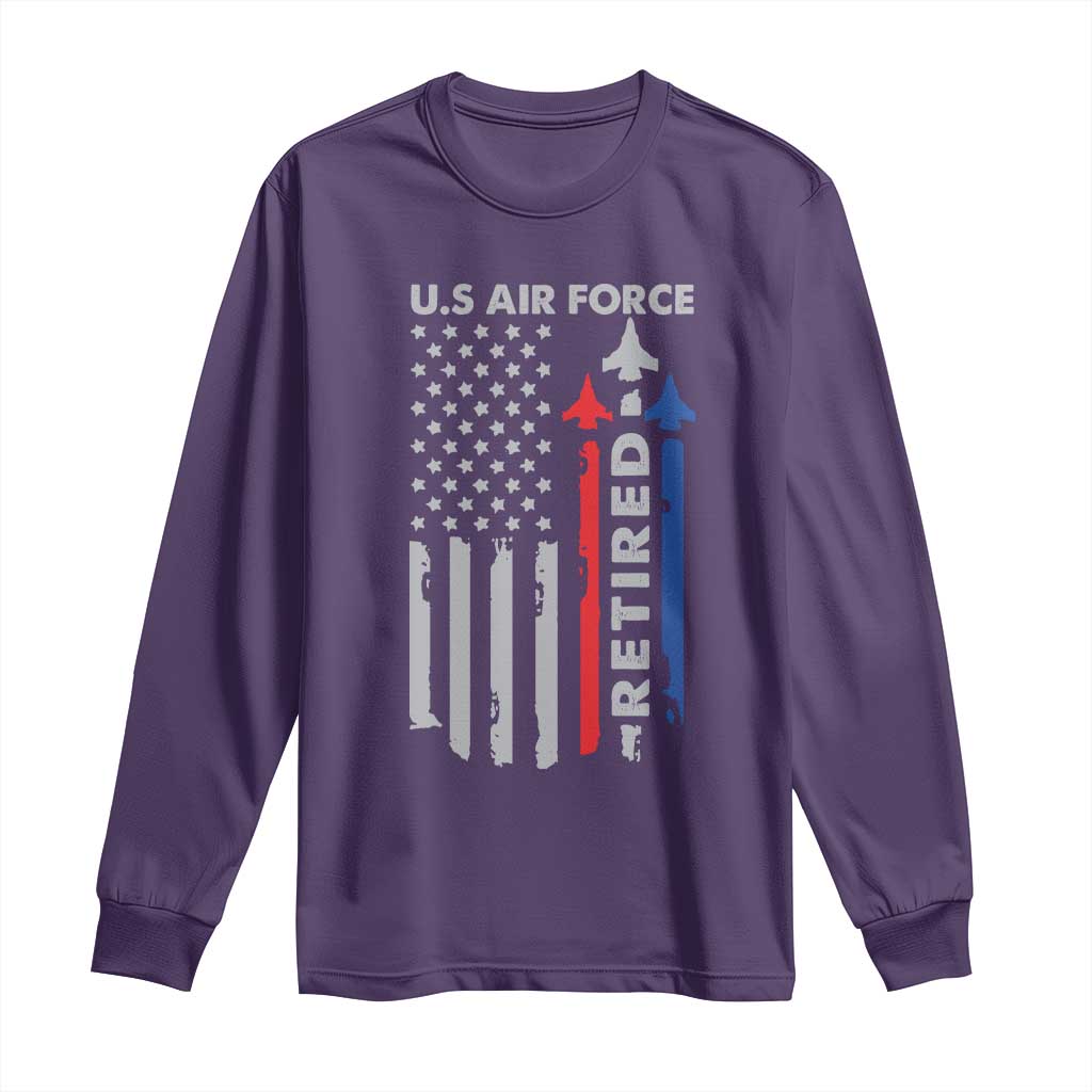 Veteran US Air Force Long Sleeve Shirt Vintage USA Flag Veterans TS10 Purple Print Your Wear