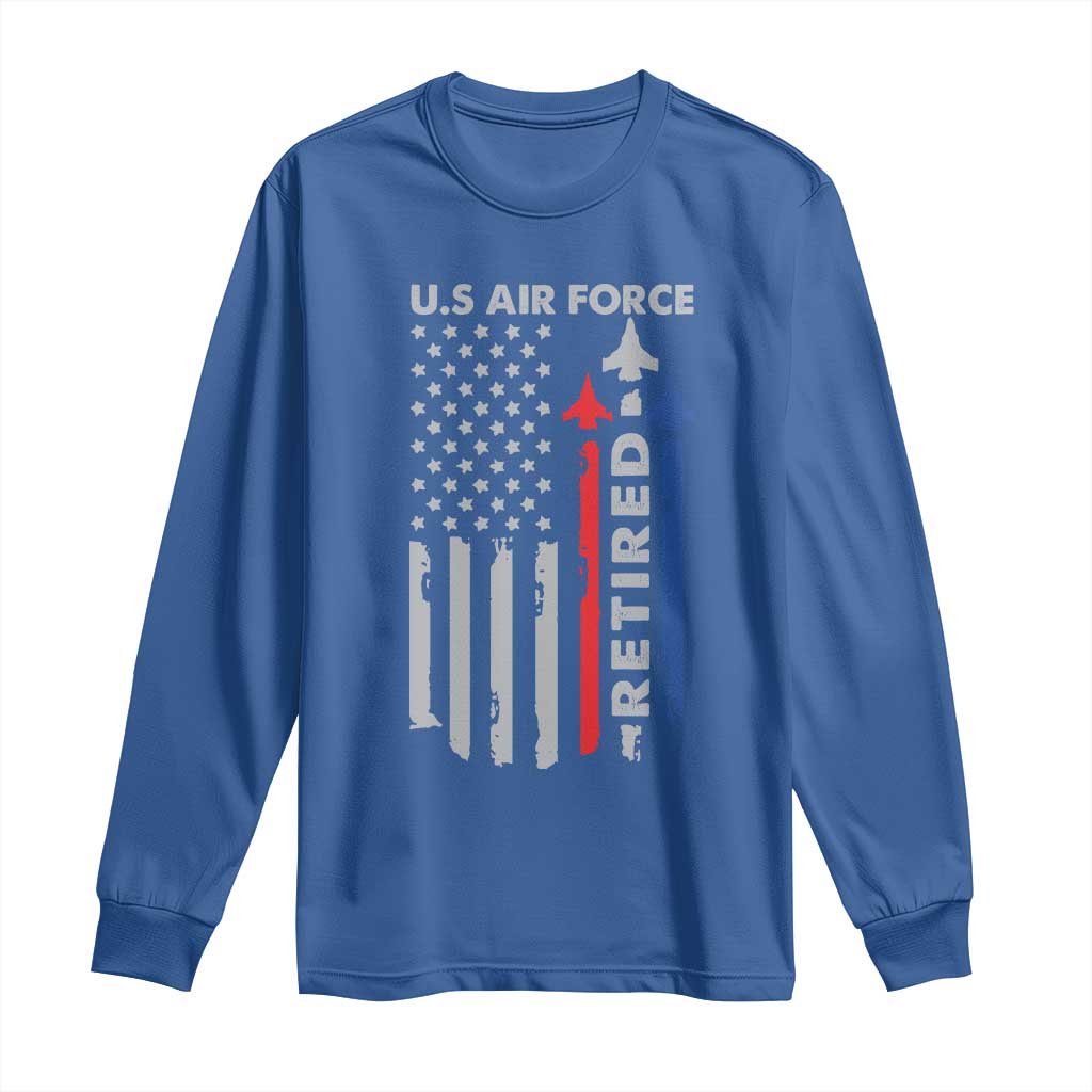 Veteran US Air Force Long Sleeve Shirt Vintage USA Flag Veterans TS10 Royal Blue Print Your Wear
