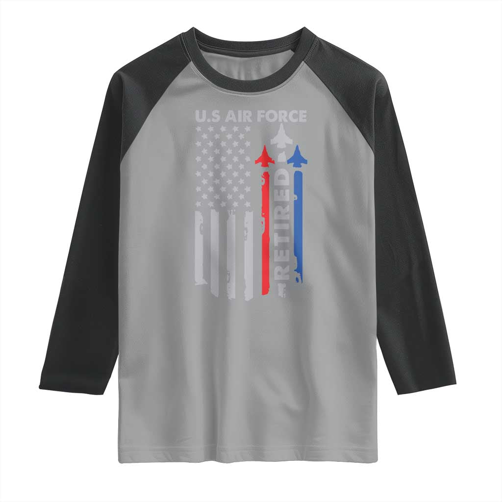 Veteran US Air Force Raglan Shirt Vintage USA Flag Veterans TS10 Sport Gray Black Print Your Wear