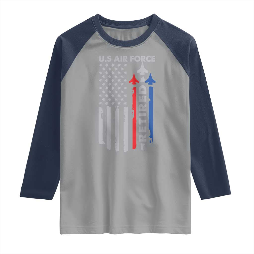 Veteran US Air Force Raglan Shirt Vintage USA Flag Veterans TS10 Sport Gray Navy Print Your Wear