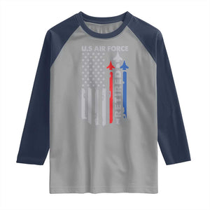 Veteran US Air Force Raglan Shirt Vintage USA Flag Veterans TS10 Sport Gray Navy Print Your Wear