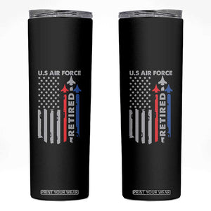 Veteran US Air Force Skinny Tumbler Vintage USA Flag Veterans TS10 Black Print Your Wear