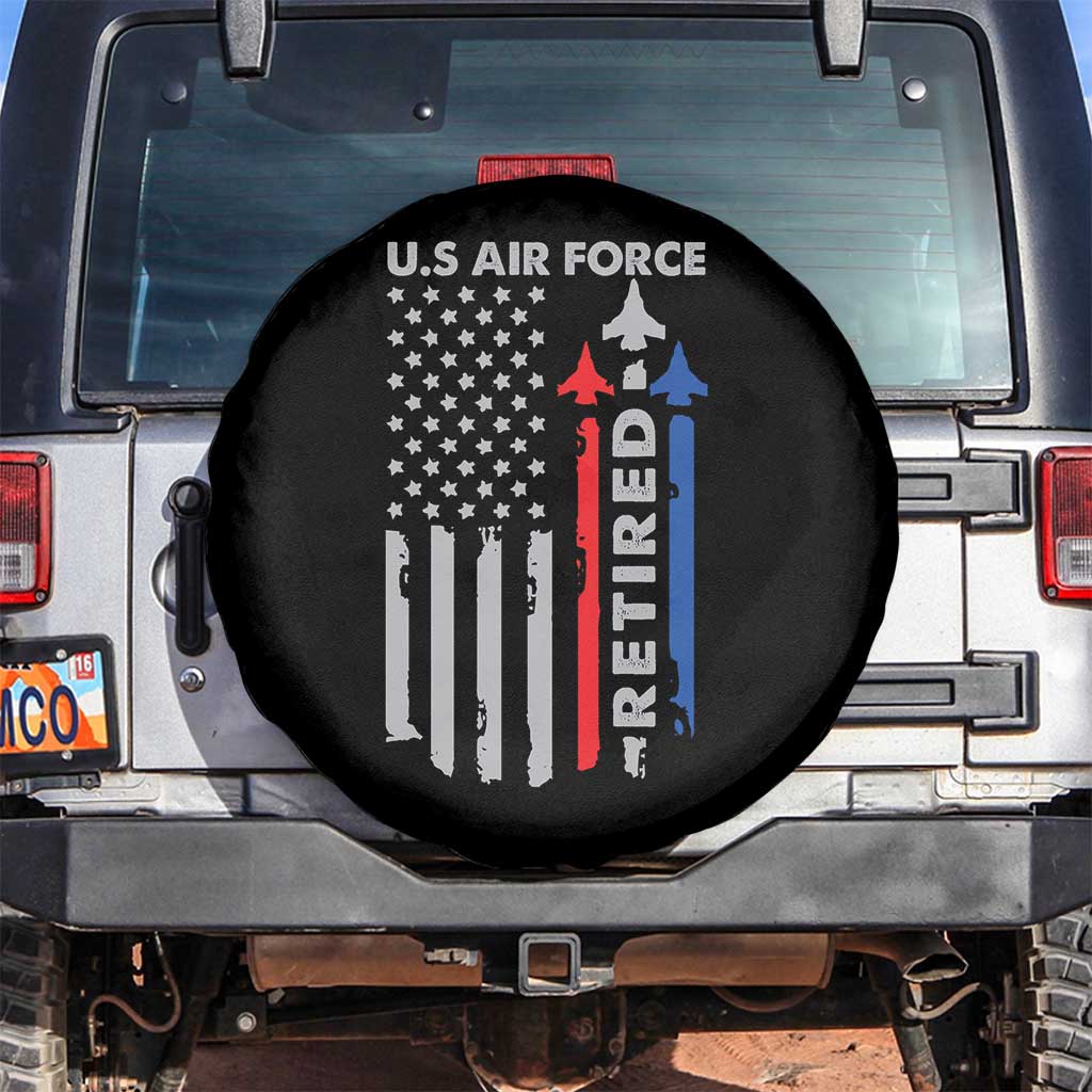 Veteran US Air Force Spare Tire Cover Vintage USA Flag Veterans TS10 No hole Black Print Your Wear
