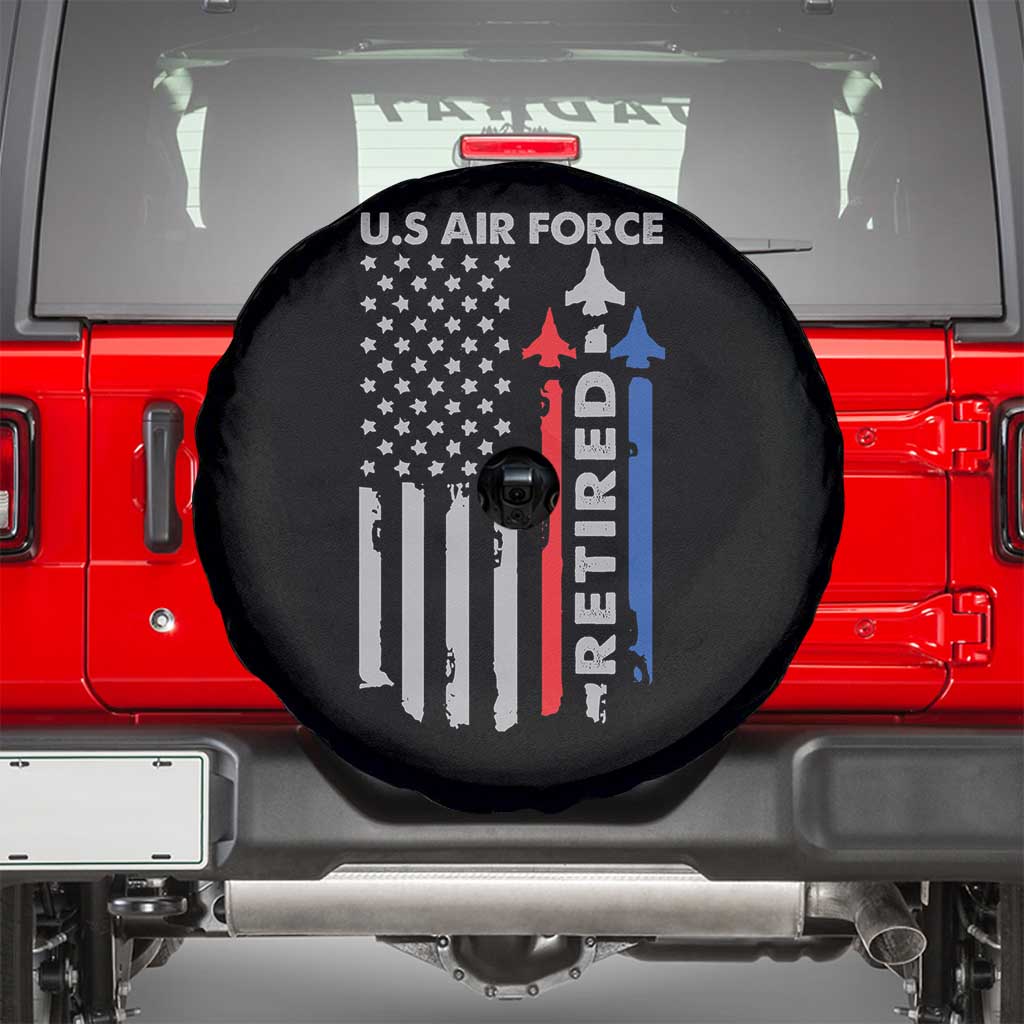 Veteran US Air Force Spare Tire Cover Vintage USA Flag Veterans TS10 Black Print Your Wear