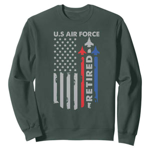 Veteran US Air Force Sweatshirt Vintage USA Flag Veterans TS10 Dark Forest Green Print Your Wear