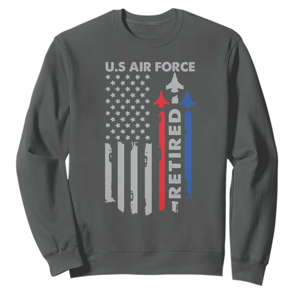Veteran US Air Force Sweatshirt Vintage USA Flag Veterans TS10 Dark Heather Print Your Wear