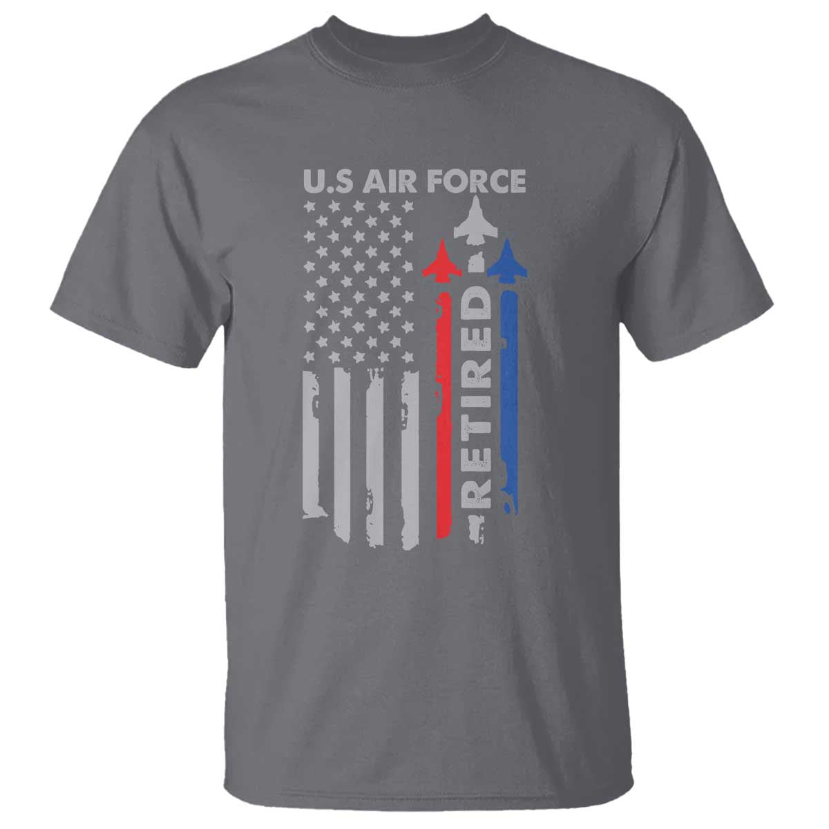 Veteran US Air Force T Shirt Vintage USA Flag Veterans TS10 Charcoal Print Your Wear