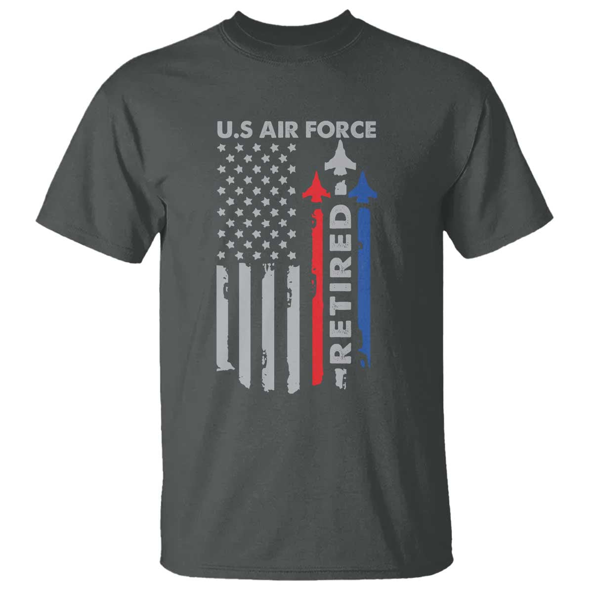Veteran US Air Force T Shirt Vintage USA Flag Veterans TS10 Dark Heather Print Your Wear