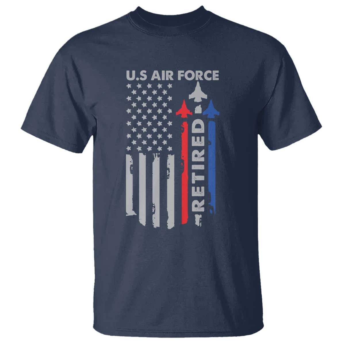 Veteran US Air Force T Shirt Vintage USA Flag Veterans TS10 Navy Print Your Wear