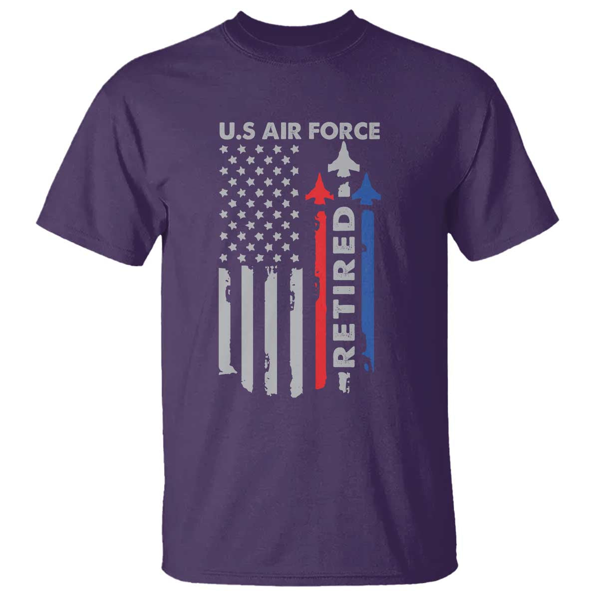 Veteran US Air Force T Shirt Vintage USA Flag Veterans TS10 Purple Print Your Wear
