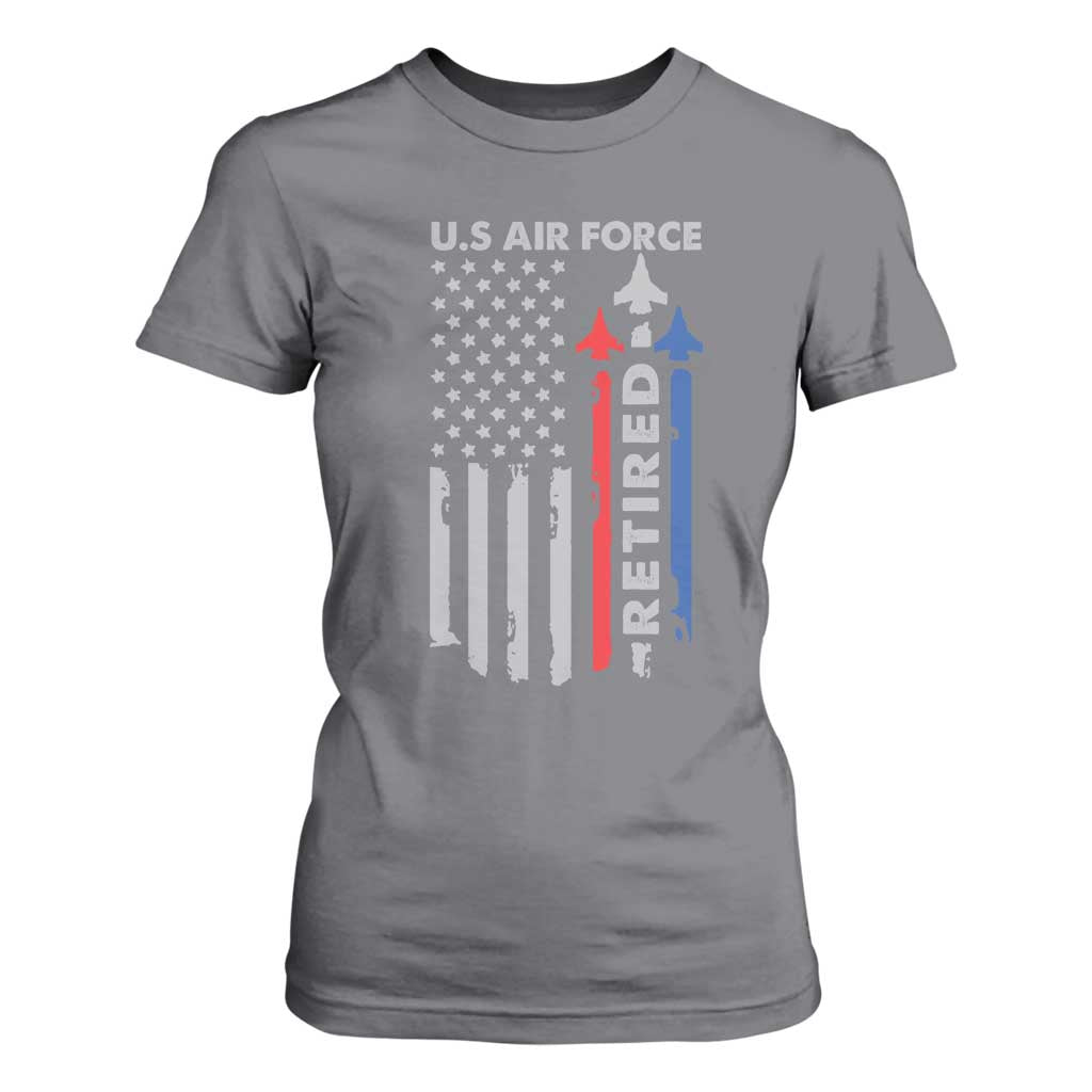 Veteran US Air Force T Shirt For Women Vintage USA Flag Veterans TS10 Charcoal Print Your Wear