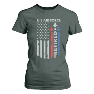 Veteran US Air Force T Shirt For Women Vintage USA Flag Veterans TS10 Dark Forest Green Print Your Wear
