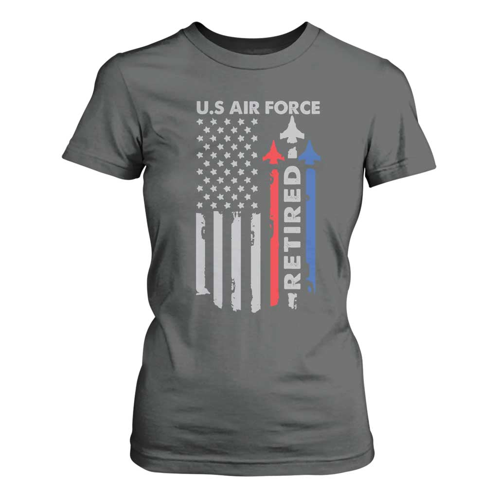 Veteran US Air Force T Shirt For Women Vintage USA Flag Veterans TS10 Dark Heather Print Your Wear