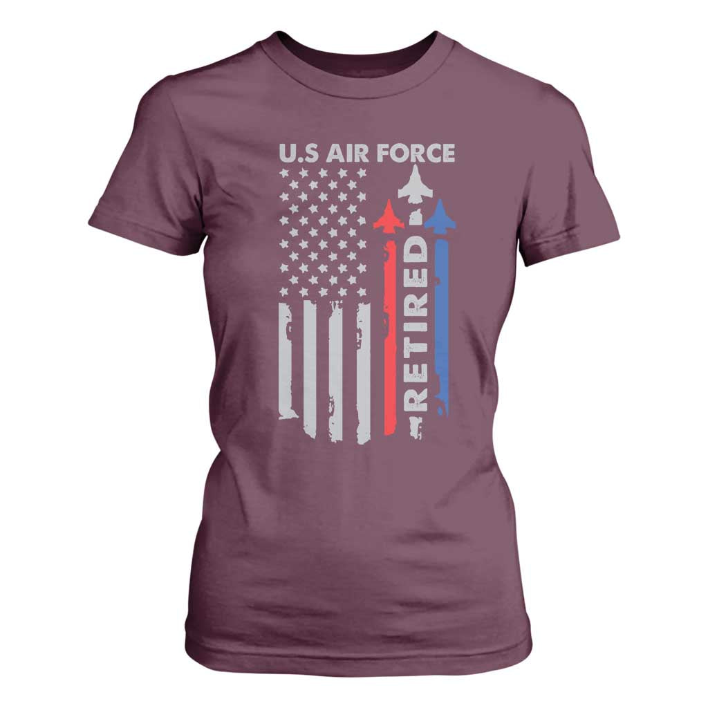 Veteran US Air Force T Shirt For Women Vintage USA Flag Veterans TS10 Maroon Print Your Wear