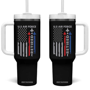 Veteran US Air Force Tumbler With Handle Vintage USA Flag Veterans TS10 One Size: 40 oz Black Print Your Wear