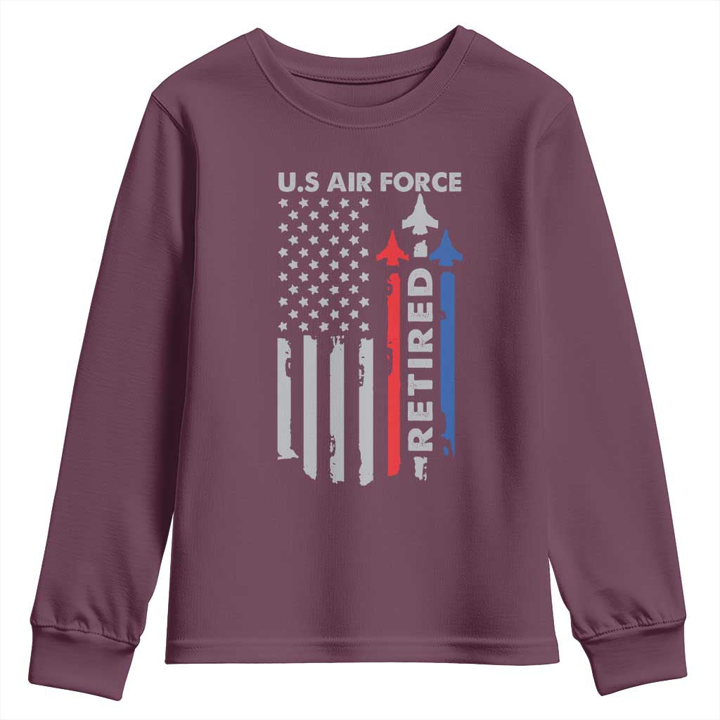 Veteran US Air Force Youth Sweatshirt Vintage USA Flag Veterans TS10 Maroon Print Your Wear