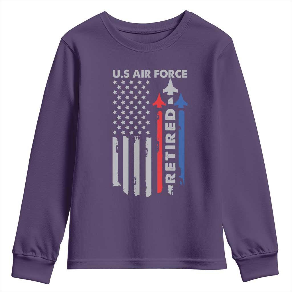 Veteran US Air Force Youth Sweatshirt Vintage USA Flag Veterans TS10 Purple Print Your Wear