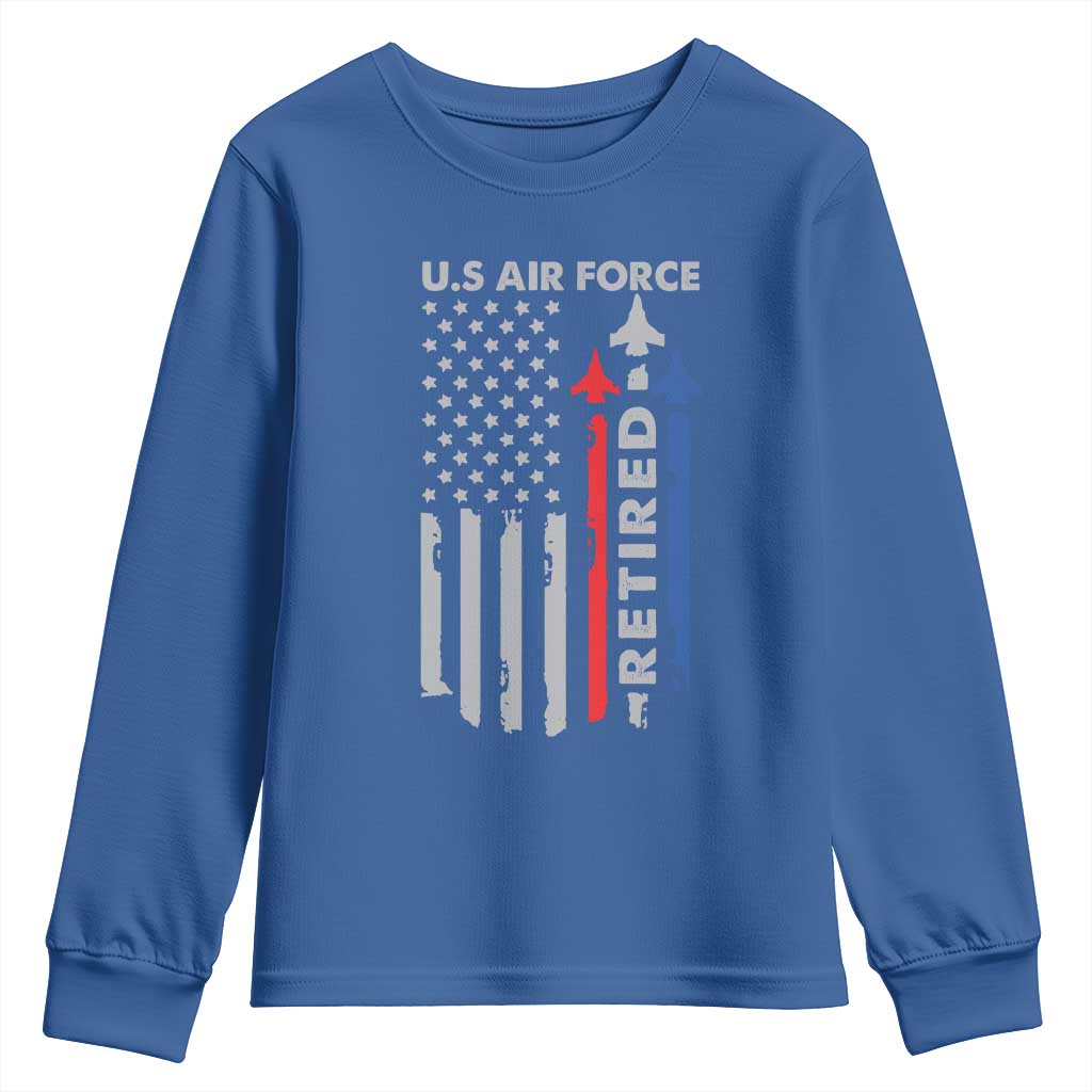 Veteran US Air Force Youth Sweatshirt Vintage USA Flag Veterans TS10 Royal Blue Print Your Wear