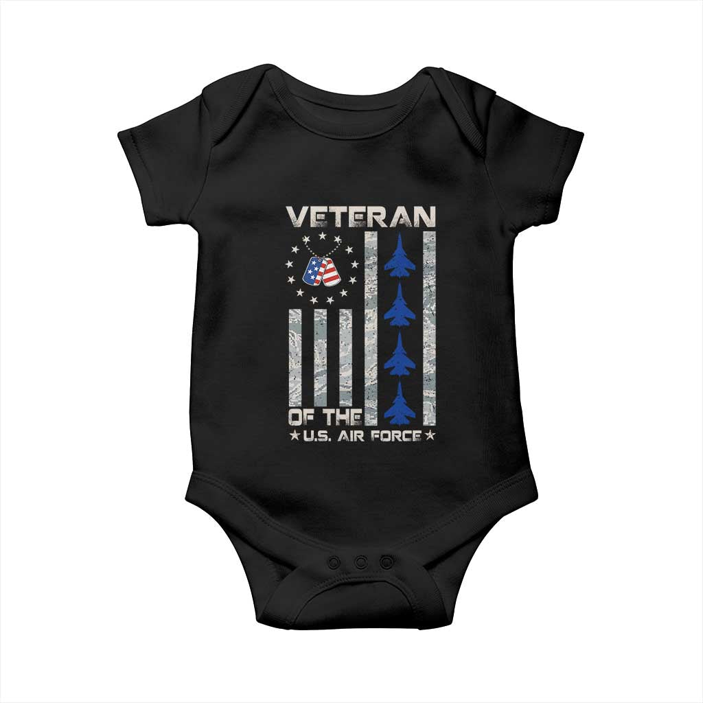 Veteran Of The US Air Force Baby Onesie Vintage Camo USA Flag Veterans TS10 Black Print Your Wear