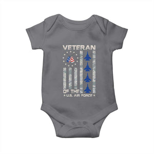 Veteran Of The US Air Force Baby Onesie Vintage Camo USA Flag Veterans TS10 Charcoal Print Your Wear
