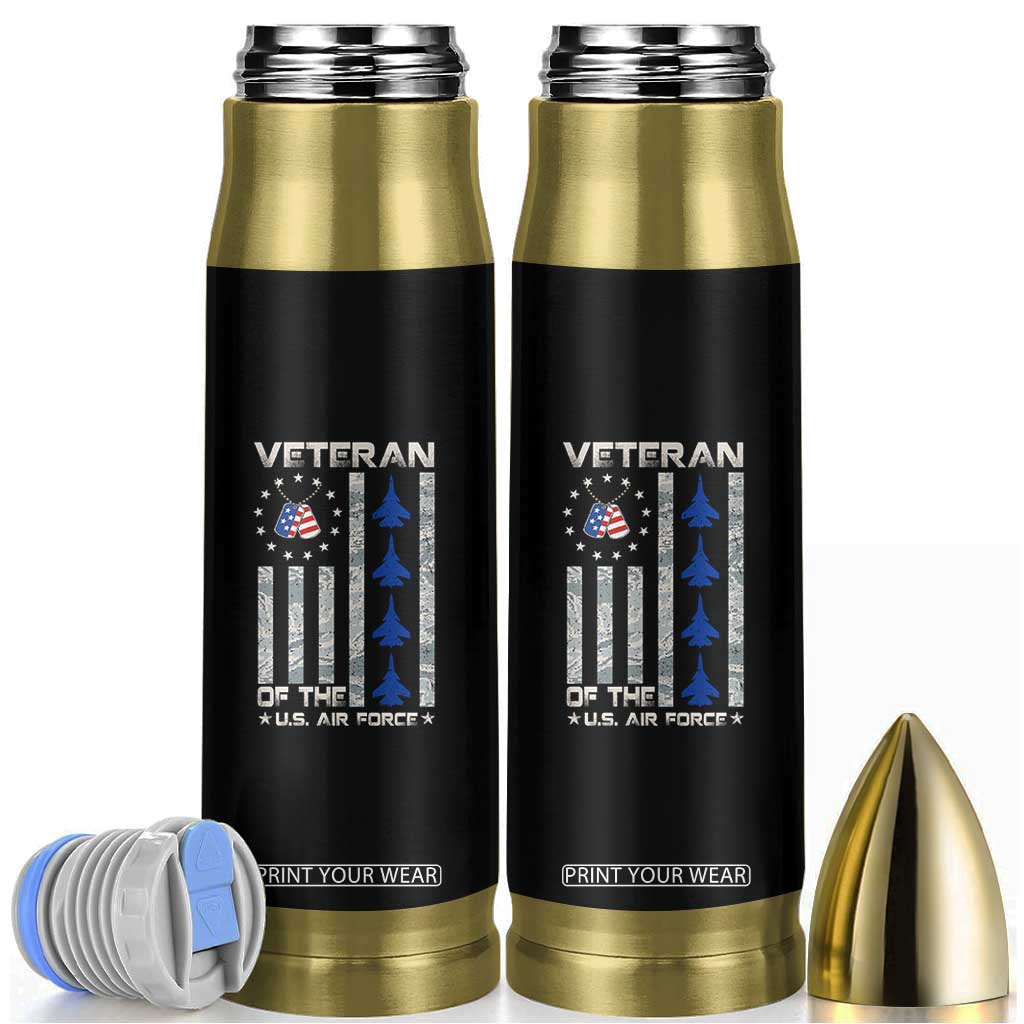 Veteran Of The US Air Force Bullet Tumbler Vintage Camo USA Flag Veterans TS10 Black Print Your Wear