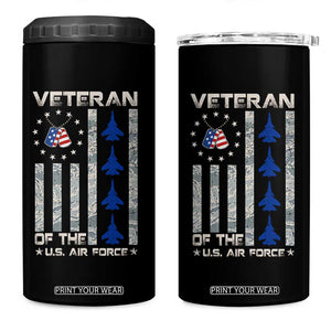 Veteran Of The US Air Force 4 in 1 Can Cooler Tumbler Vintage Camo USA Flag Veterans TS10 One Size: 16 oz Black Print Your Wear