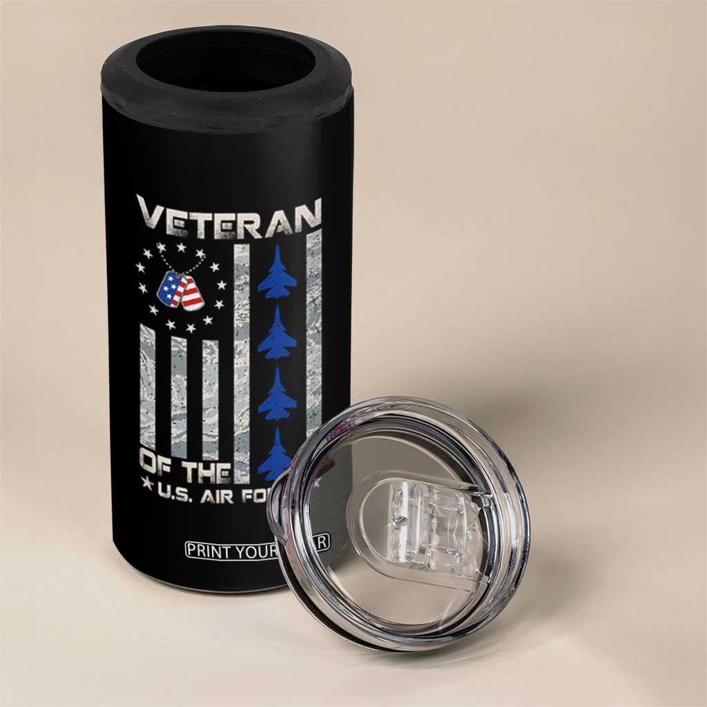 Veteran Of The US Air Force 4 in 1 Can Cooler Tumbler Vintage Camo USA Flag Veterans TS10 Print Your Wear